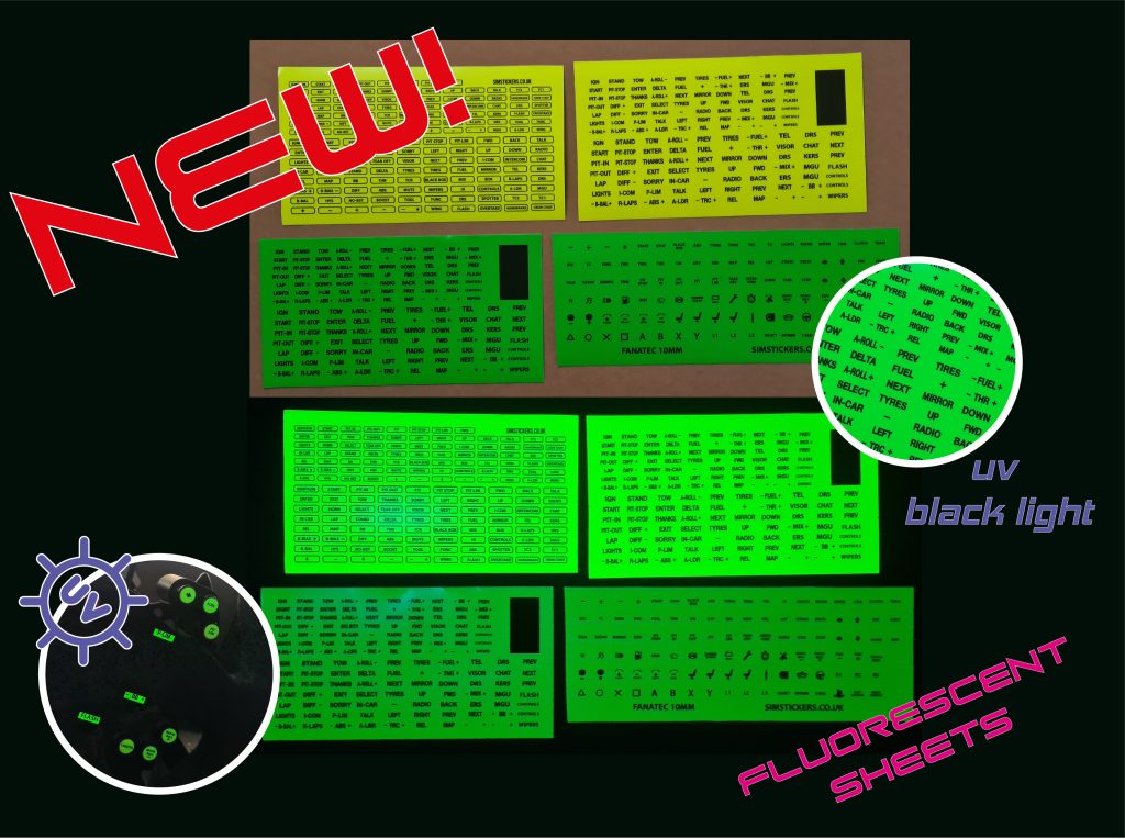 Fluorescent Sim Racing Stickers